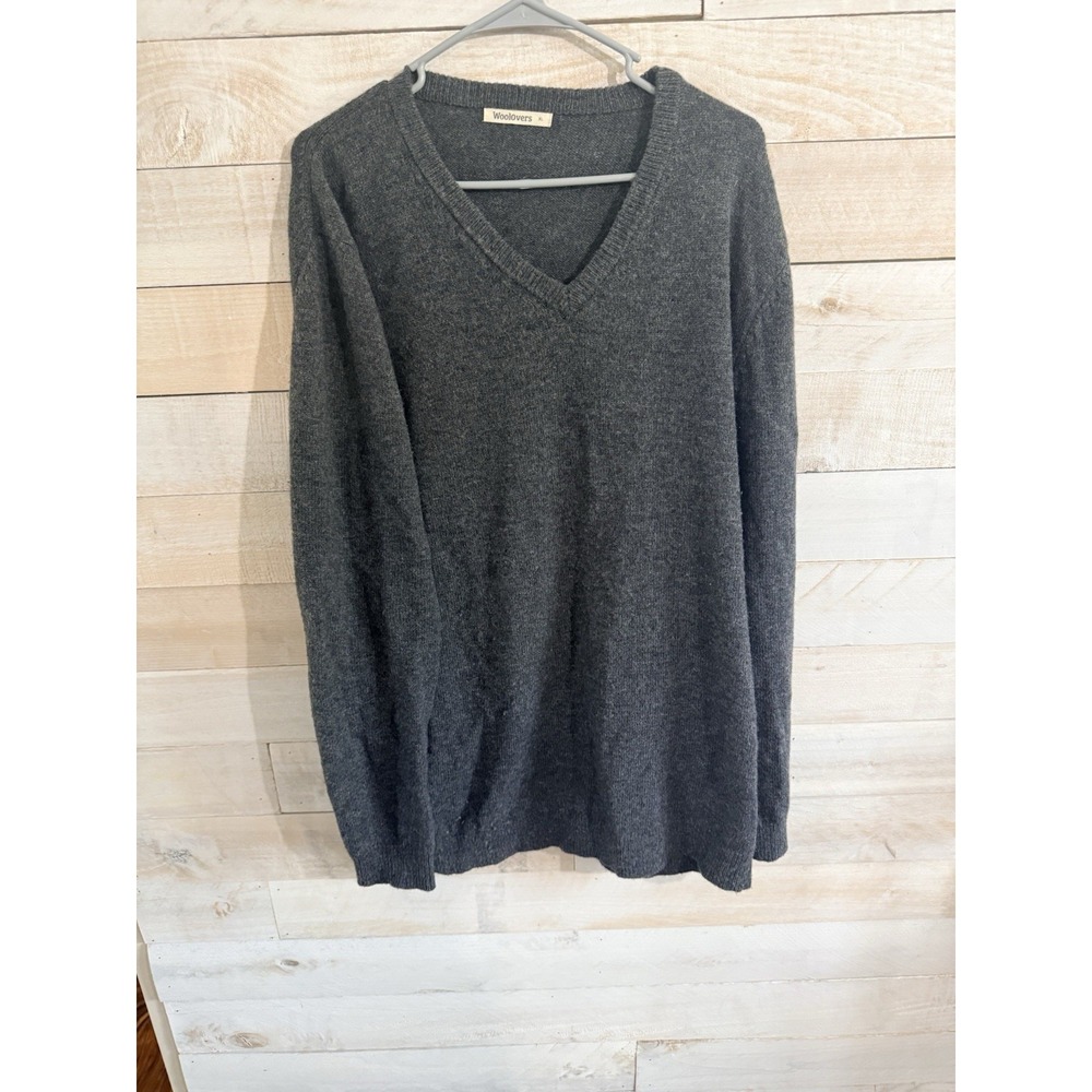 Woolovers V-neck Men's Gray  100% lambswool Size XL Fast Shipping